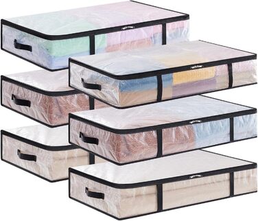 Органайзер для зберігання під ліжком Lifewit, 60л, прозорий пластик, для ковдр, одягу, з посиленими ручками