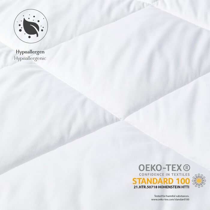 Alreya Quilt Cover 240x220 cm Down Comforter - 100% Cotton Top - Hypoallergenic for Allergy Sufferers - Soft & Warm All-Season Duvet - Breathable Quilt