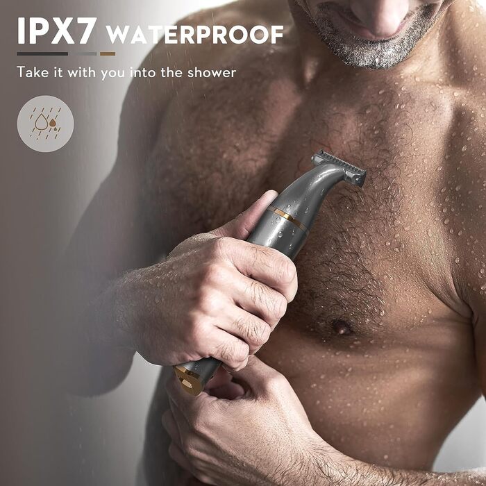 Електричний триммер для тіла чоловічий Kibiy з LED-дисплеєм та IPX7 водозахистом