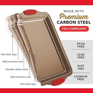 Набір для випічки EATEX з 15 предметів з вуглецевої сталі з антипригарним покриттям, коричневий. Форми для печива, кексів, хліба та багато іншого. Силіконові ручки.