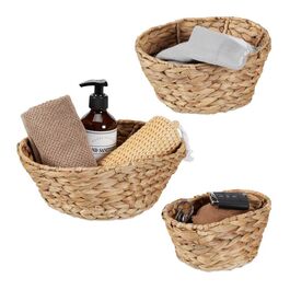Relaxdays Set of 3 Storage Baskets - Water Hyacinth