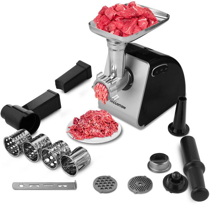 М'ясорубка електрична Nictemaw Profi 2000W з 3 насадками для ковбас та реверсом