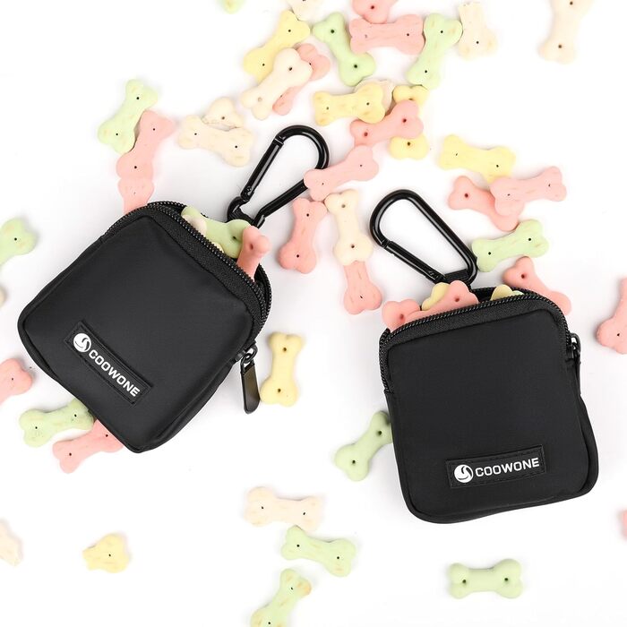 Сумка для ласощів для собак COOWONE з кликером для дресирування, водонепроникна, з тримачем для кульок для екскрементів, чорна