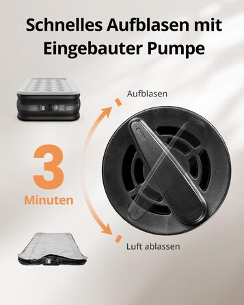 Надувне ліжко Airefina для 1 особи з вбудованим насосом, 99x190x46 см, до 295 кг, з сумкою для перенесення
