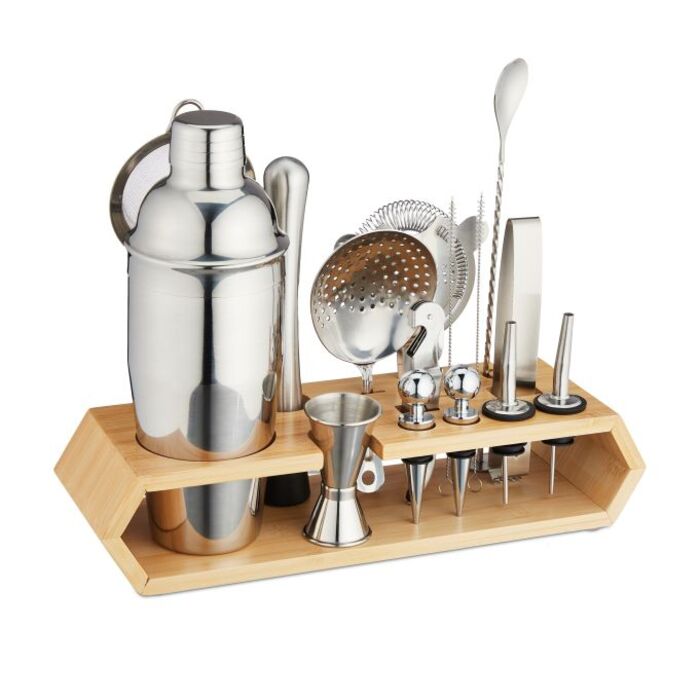 Relaxdays 16-Piece Cocktail Set with Stand