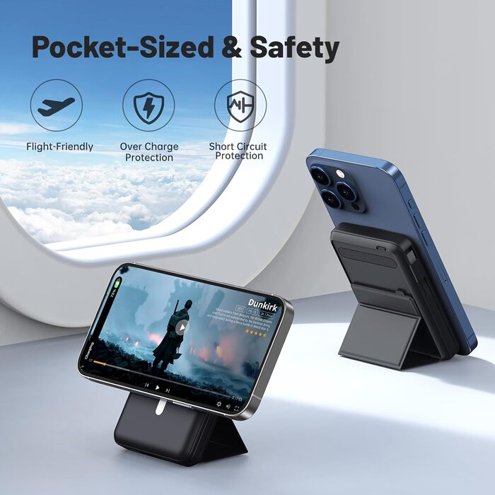 Power Bank Azmuth для iPhone з MagSafe, 10000mAh, бездротова зарядка, LED дисплей, білий/чорний