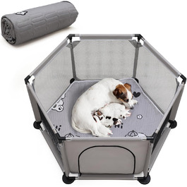 Кінець для цуценят у формі шестикутника, 122x65 см, сірий. Ігровий центр, манеж для цуценят, аксесуари для собак та цуценят