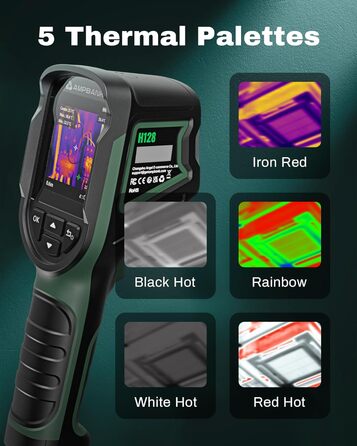 Тепловізійна камера TISR H128 з роздільною здатністю 240x240, акумулятор до 24 годин, -20°C до 450°C, IP65, з сигналізацією температури