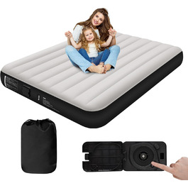 Надувне ліжко для двох осіб з автоматичним надуванням, 198x152x25 см, чорний колір. З вбудованим насосом, самонадувна повітряна матрац-ліжко