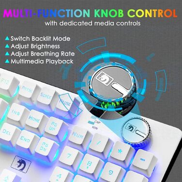 FELiCON Комбо-набір бездротової клавіатури та миші, 4800mAh, RGB LED-підсвічування, керування кнопками, ергономічний дизайн, 7 кольорів, чорний (K&M)