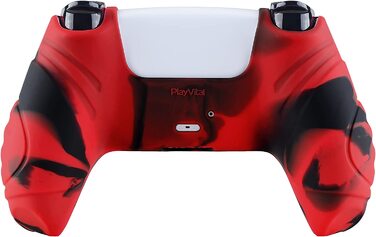 Силіконовий чохол eXtremeRate PlayVital для контролера PS5, антиковзкий захист, 2 накладки на стіки, серія Guardian, червоно-чорний