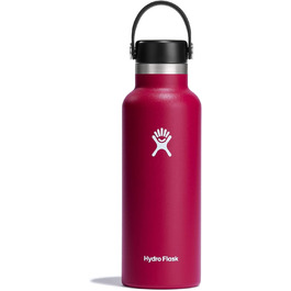 HYDRO FLASK - 18oz (532ml) Water Bottle - Vacuum-Insulated Stainless Steel Water Bottle - Sports Bottle with Leak-Proof Flex Cap & Strap - Dishwasher Safe Thermos Bottle - Wide Mouth Opening - (Travel Mug, Snapper, 532 ml)