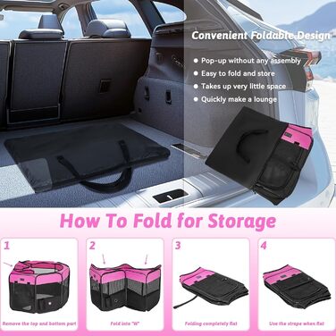 Вольєр для цуценят та дрібних тварин PETSFIT: розкладний, з водонепроникним дном, сірий/зелений (M, Рожево-чорний)