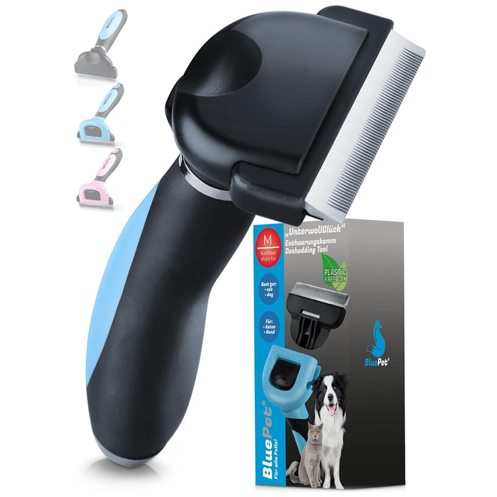 Щітка для котів та собак BluePet 2.0 для короткошерстих порід, видаляє відмерле волосся та підшерсток. Ідеальна для сезонного линяння.