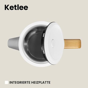 Електричний чайник ZEEGMA KETLEE 1.7L бездротовий, нержавіюча сталь, 2200W, для чаю та кави, автоматичне відключення, LED-дисплей, сучасний дизайн (білий)