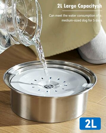 Нержавійна миска для собак з антивитіканням, 2L, преміум якість. Миска для собак та котів, антивитікаюча, великий об'єм 2L