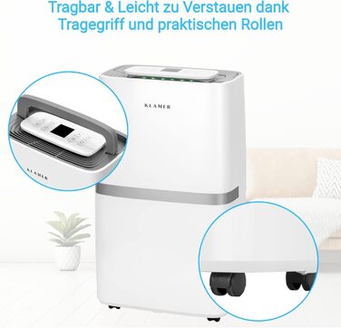 Електричний осушувач повітря KLAMER 25L, потужність 420W, продуктивність 195 м³/год, збір води до 5,5 л