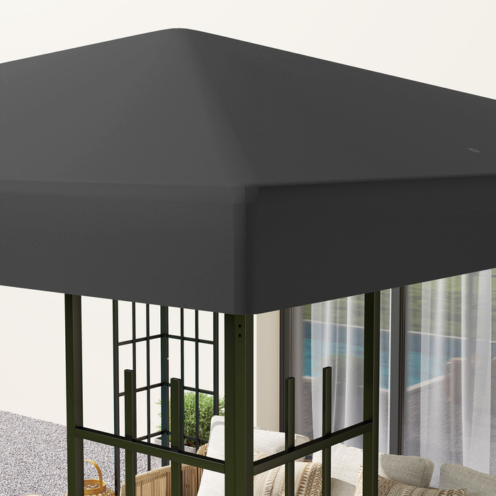 Outsuuny Replacement Canopy for Gazebo 3 x 3 m, Waterproof Gazebo Roof, Replacement Cover for Garden Gazebo, Replacement Parts Made of Oxford Fabric, 370 g/m², Dark Grey | Aosom