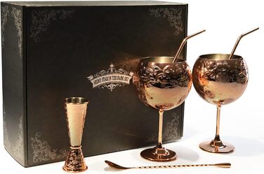Luxurious Gin & Tonic Glasses, Stainless Steel Cocktail Wine Glass Set, Gin Glass Set for Gin Lovers, 680 Ml, Rose Gold. (Hand Wash)