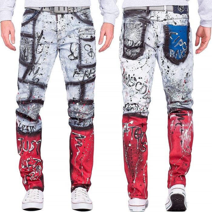 Чоловічі джинси Cipo & Baxx Iceblue Slim Fit 31W/34L з потертостями та стразами