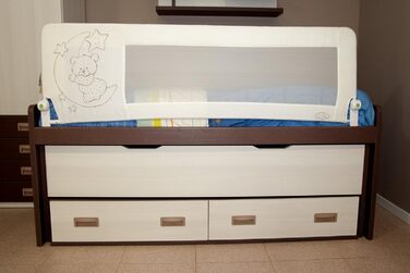 Дитяча захисна перегородка для ліжка 150x66 см, модель Ведмедик і Місяць, сіра, сертифікат SGS