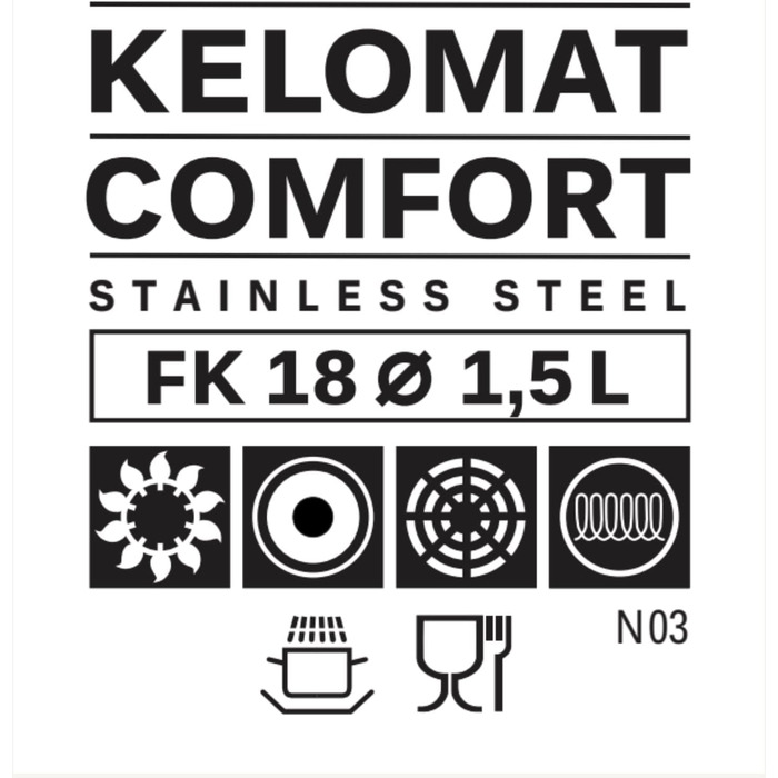 Kelomat, 1852-360, Kettle, COMFORT, 1.5 Liter, KELOMAT SPECIAL COOKER, LBH 18.5x18.5x13cm, Weight 0.93kg, Induction, Stainless steel