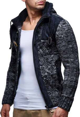 Кардиган чоловічий Leif Nelson з капюшоном та блискавкою - в'язана спортивна куртка для чоловіків, 4XL, чорний