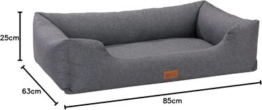 Софа-ліжко для собак MSS e.K. розміром 85 x 63 см, M-L, антрацит. Зручний корк для собак з знімним велюровим покриттям, м'якою підкладкою та пральним подушкою 85 x 63 x 25 см. Підходить для великих собак, цуценят.