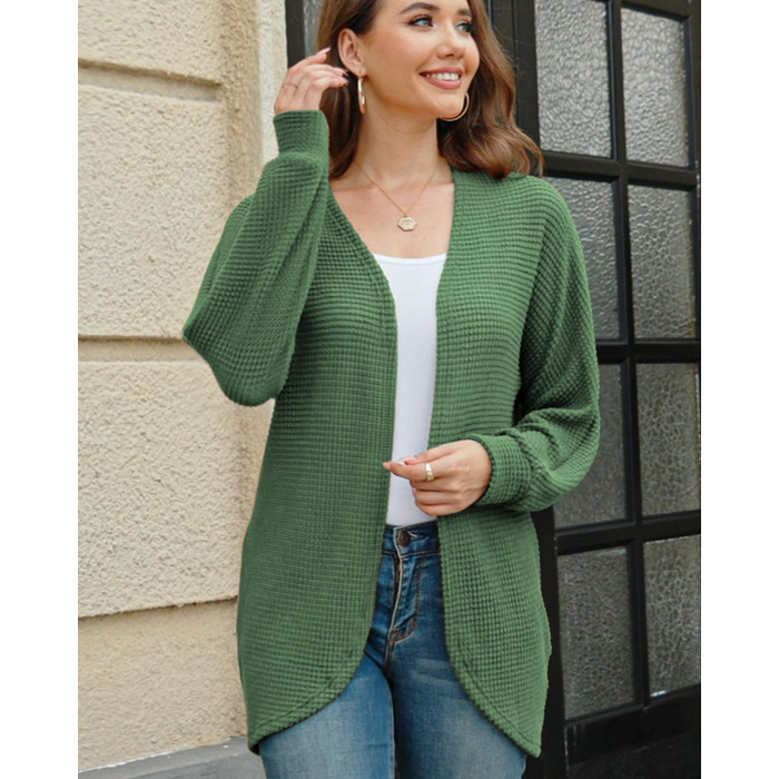 Жіноча в'язана кардиган на осінь, V-подібний виріз, стильний, світло-зелений (L)