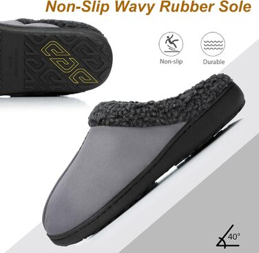 Чоловічі халапи з замші з піною з пам'яті, для дому та вулиці, теплі зимові халапи з неслизькою підошвою, подарунок для чоловіків, подарунок для нього, подарунок для тата (Сірий, 40/41 EU)