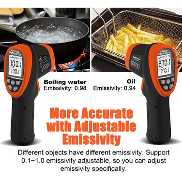 Інфрачервоний термометр Kethvoz KE-1500: вимірювання температури від -50°C до 1500°C, подвійний лазер, D:S=30:1