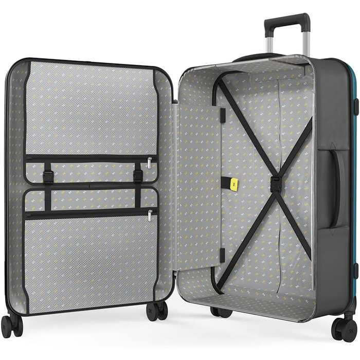 Чемодан Rollink Vega 360, 104L, 4 колеса, чорний, з інноваційним замком, міцний, екологічний (Carry-On, Deep Lagoon)