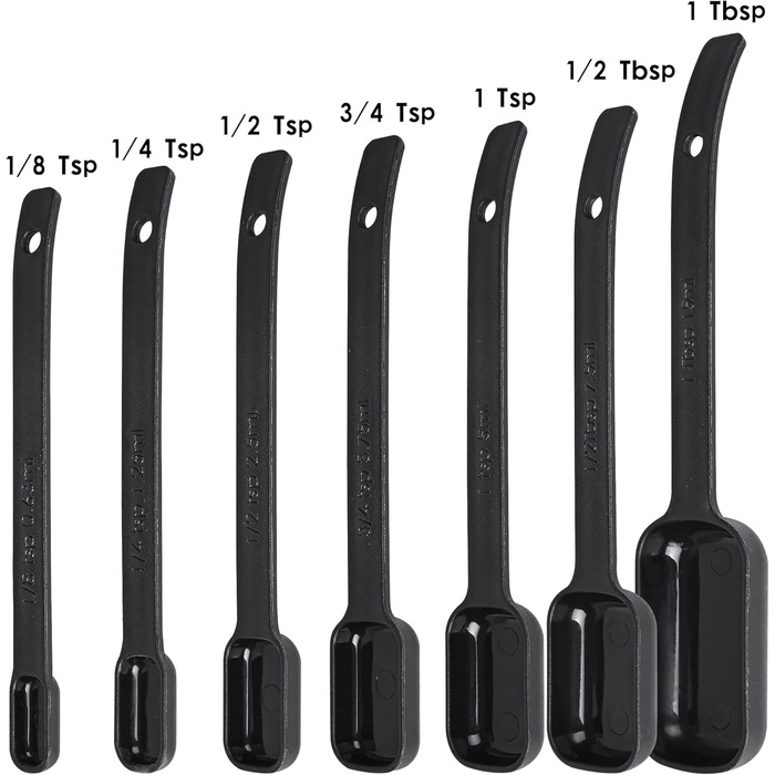 Black Measuring Cup and Spoon Set, 15 Pieces, Plastic, BPA-Free, Stackable, for Baking and Cooking