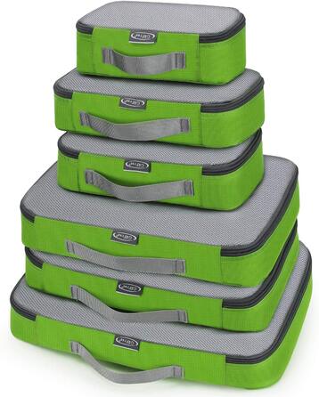 Органайзери для валізи G4Free, набір 6 шт (сітка) - зелений (S+2M+2L+XL) для подорожей