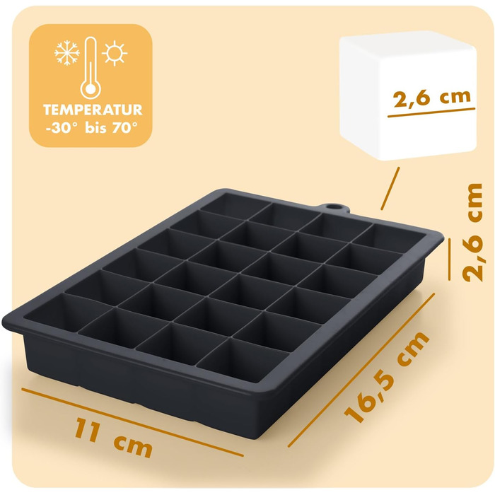 Форми для льоду Blumtal Silikon 2x24 - з кришкою, 2.6 см, BPA Free, чорно-синій