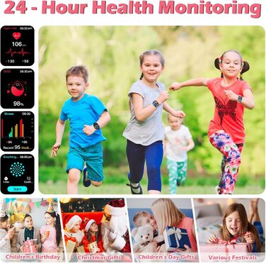 Дитячий розумний годинник Kinder Sport Fitness з крокомером, 100+ спортивних режимів, будильником, іграми, секундоміром, повідомленнями, для дітей 5-16 років, рожевий