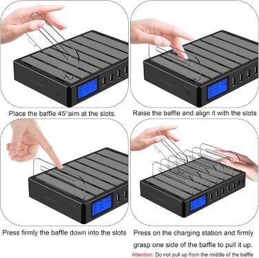 Зарядний пристрій Schnellladestation PD20W QC3.0 7-в-1 з LCD-дисплеєм, Multi-USB, для iPhone, iPad, Samsung, Huawei - Чорний