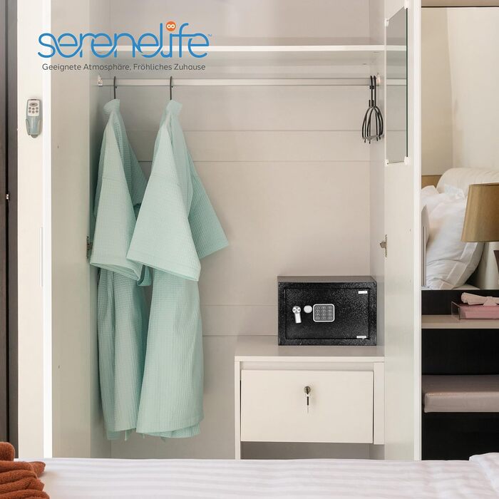 Сейф для дому SereneLife Tresor 6.3L: меблевий, вогнестійкий, цифровий замок, настінний/підлоговий, для грошей, ювелірних виробів та документів
