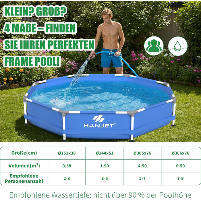 Басейн сталевий каркасний блакитний 305x76 см для дачі та саду