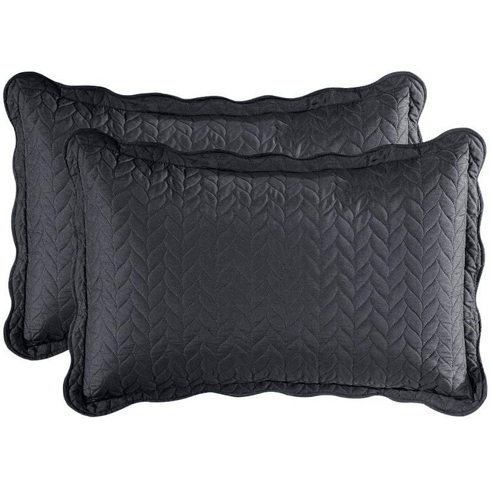 Тканинна ковдра на ліжко (односпальне) з наволочками, MoonLight20015, антрацит/темно-сірий, для спальні, декоративна, двостороння