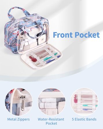 Косметичка для жінок велика, культиваторський мішечок, велика сумка для косметики, чоловіча сумка для туалету, велика сумка для макіяжу (Бежевий фламінго) (Y-aqua Flamingo)