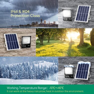 Aigostar Solar Floodlight Outdoor, Super Bright LED Floodlight with Solar Panel, Cold White 6500K, IP66 Protection Rating Solar Floodlight Spotlight Outdoor Floodlight for Garden, Door, Yard, Garage, etc. (100W)