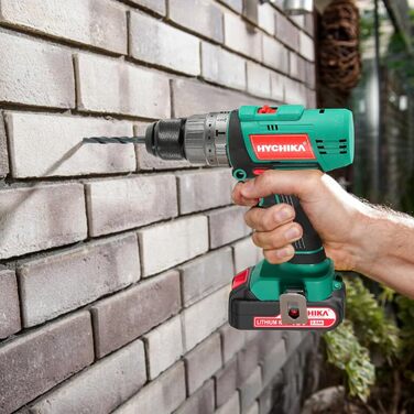 Акумуляторний шурупокрут HYCHIKA 18V, 45 Nm, 2.0 Ah, 27 предметів, 21+3 ступені, 2 швидкості, для свердління та закручування