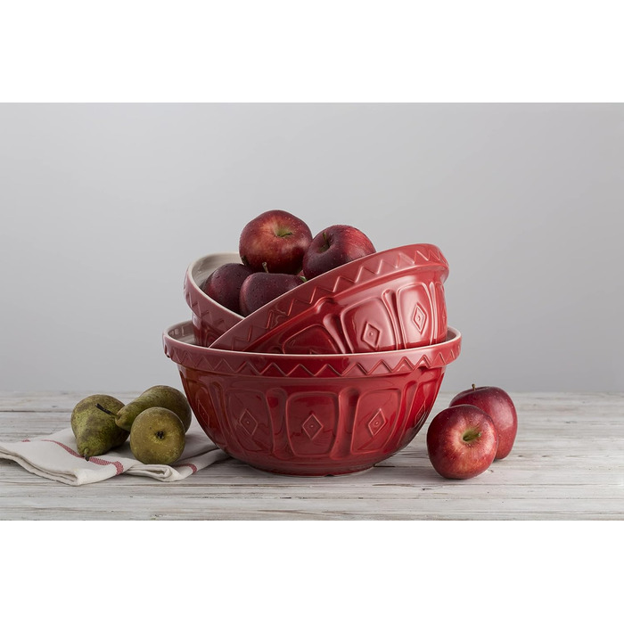 Mason Cash Steingut Mixing Bowl 26 cm, Red, 2.7 L, Dough Bowl for Bread Dough, Cake Dough or Pizza Dough, made of high-quality, chip-resistant stoneware, large dough bowl