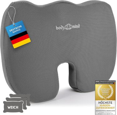 Подушка ортопедична клиноподібна для сидіння Body & Mind: підтримка спини, куприка, покращення кровообігу (H2 - Medium, 40-60 кг)