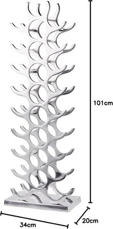 MichaelNoll Wine Rack Bottle Rack Bottle Aluminum Silver Luxury - Wine Rack, Modern Metal Shelf - Bottle Holder/Bottle Stand for Bottles of Prosecco, Wine and Champagne - 101 cm XXL
