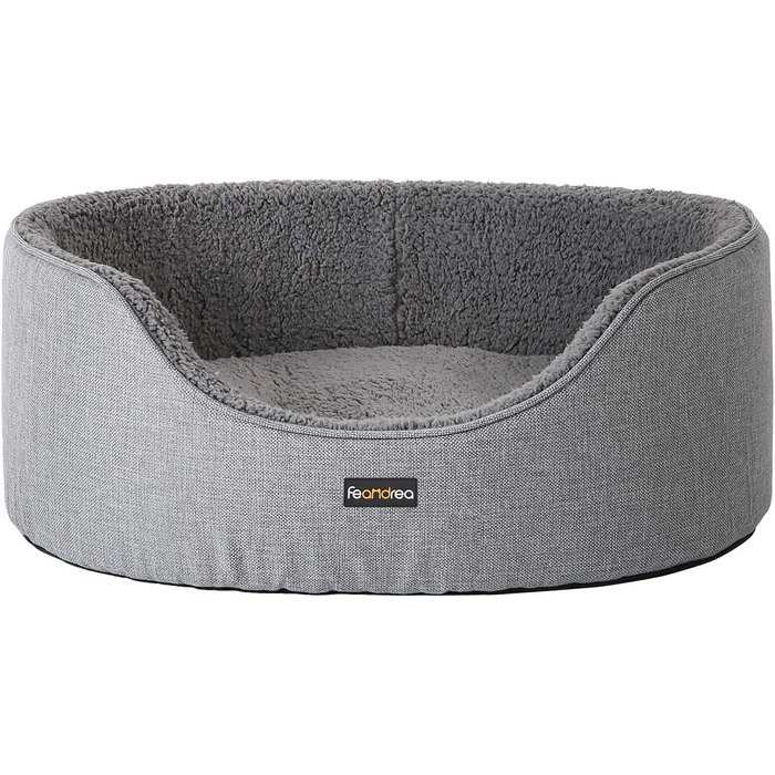 Feandrea Dog Bed, Dog Basket, Reversible Cushion, 73 x 60 x 27 cm, PGW031K01 (Gray, L 83 x W 63 x H 27 cm)