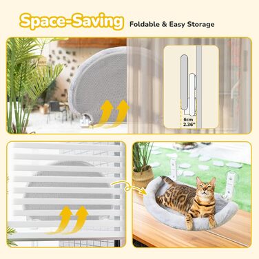 Кішка лежанка на вікно CATISM, сіра, з подушкою, до 20 кг, 52x30 см