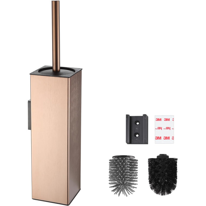 Настінна щітка для унітазу BVL з кріпленням без свердління, набір з 2 насадками, білий матовий колір