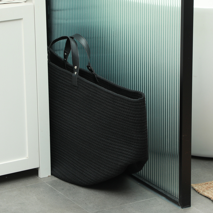 HOMCOM Laundry Basket 88L Folding Clothes Hamper with Handle, Laundry Box for Bathroom, 56 x 56 x 35.5 cm, Black | Aosom
